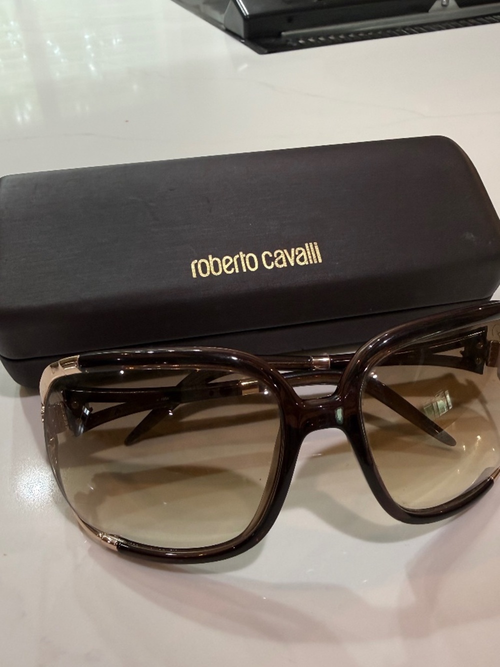Roberto Cavalli Oversized Gradient Sunglasses | Brown Gold | Case Included